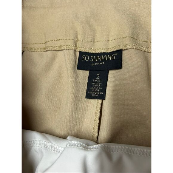 Chico’s So Slimming Brigitte Bermuda Shorts Khaki Size 2 Short US 12-14 Pull On - Picture 2 of 7